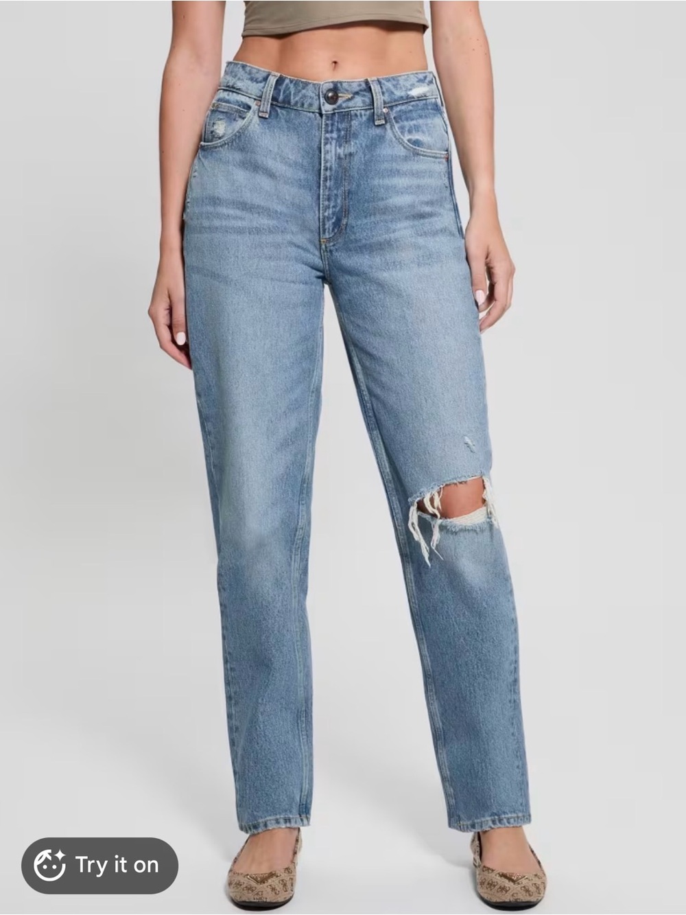 Abercrombie & Fitch Light Blue Distressed Boyfriend Jeans